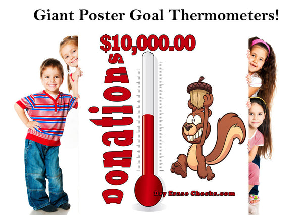 Giant Poster Thermometer Goals - Great for School and Charity Programs!