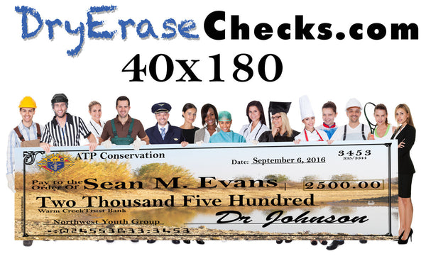 Giant Check 40x180 HUGE BANNER Size Giant Oversized Check - Include your Photo for Free!