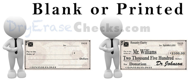 Blank Giant Check  22" x 48" Large Size Big Check