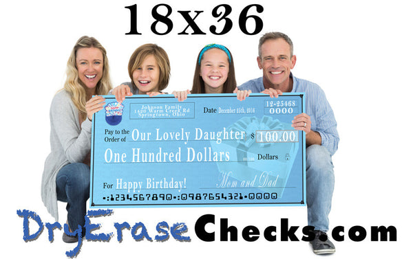 Giant Check 18" x 36" Medium Size Big Check - Include your Photo for Free!