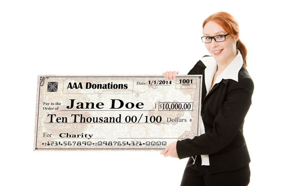 Giant Check 18" x 36" Medium Size Big Check - Include your Photo for Free!