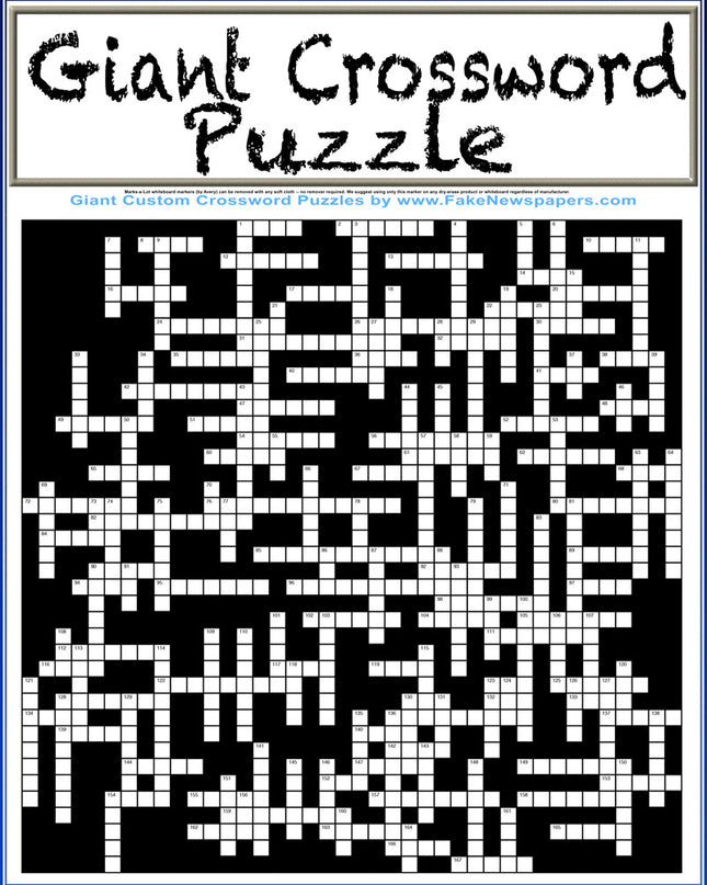 Custom Giant Crossword Puzzles Personalized Just for You!